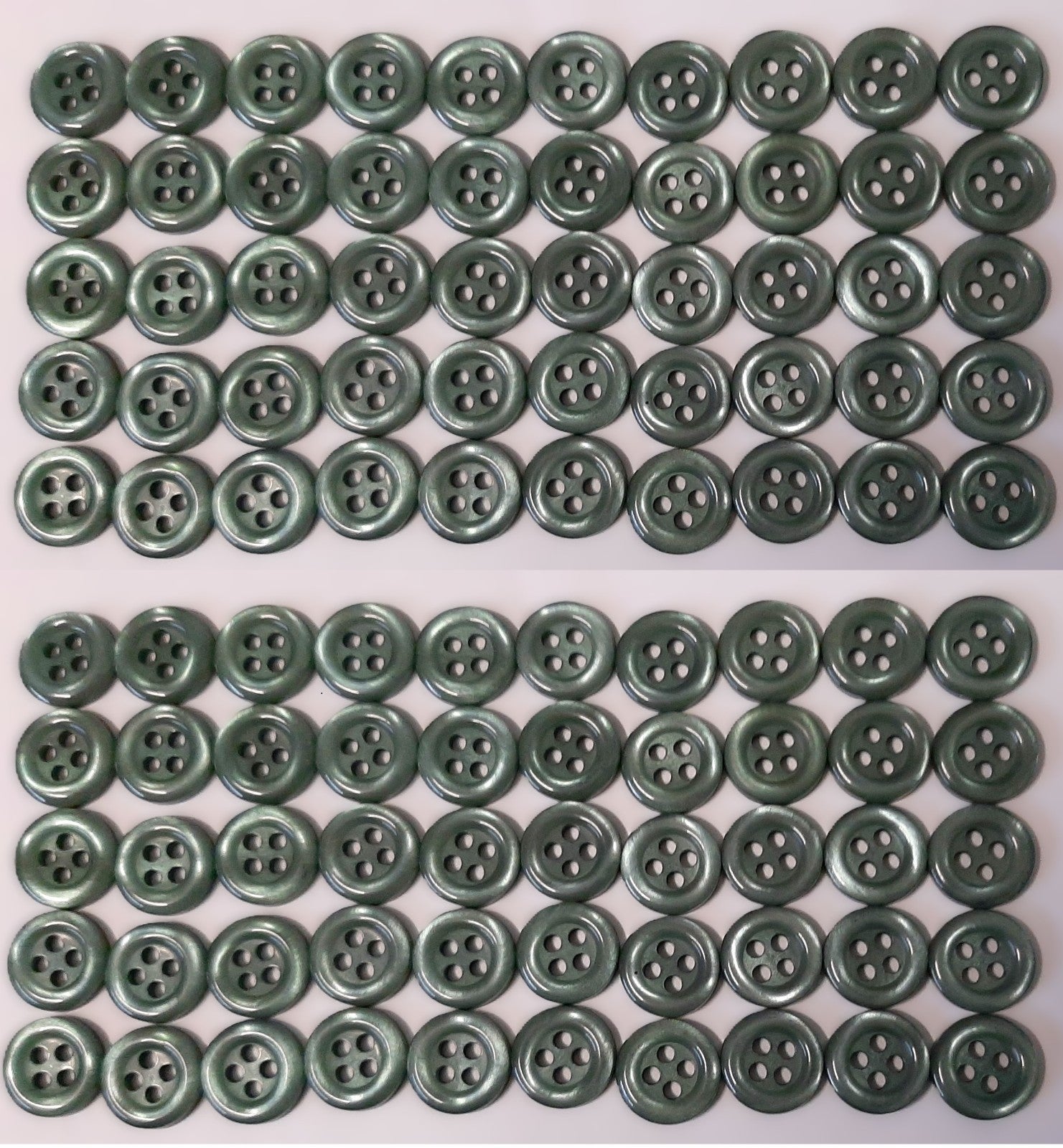 100 Vintage Buttons 4 Hole Shirt / Shank Anchors Pearlesque Green 11mm old Stock