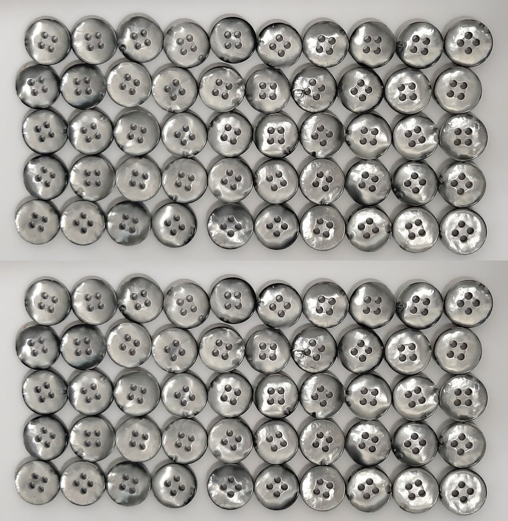 Buttons Vintage 4 Hole Shirt / Shank Anchors Pearlesque Old Silver 10.5mm 100