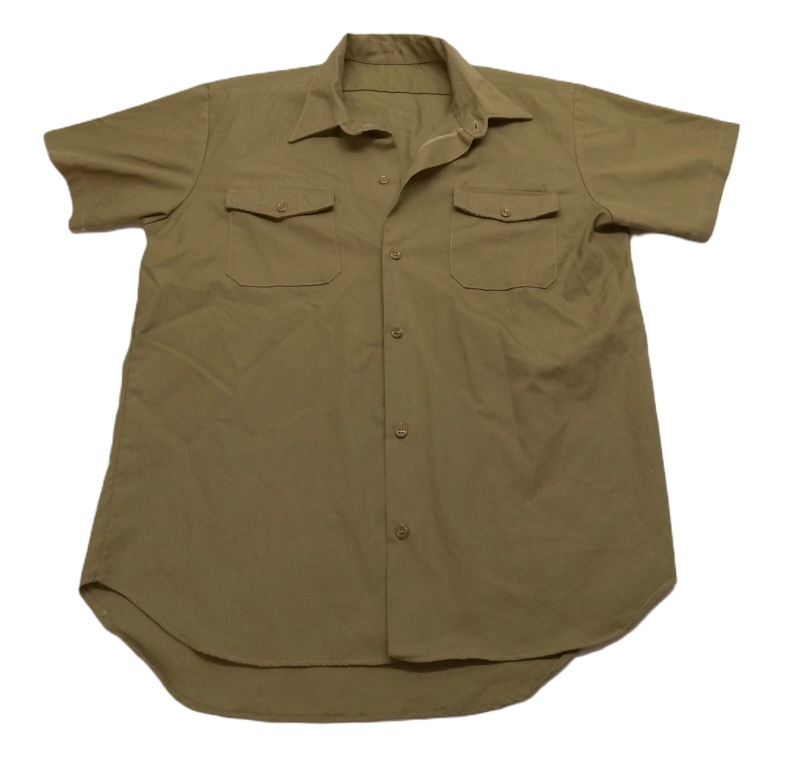Vintage Combat Shirt Army Khaki Dress Uniform Short Sleeves Size 17 / 43cm
