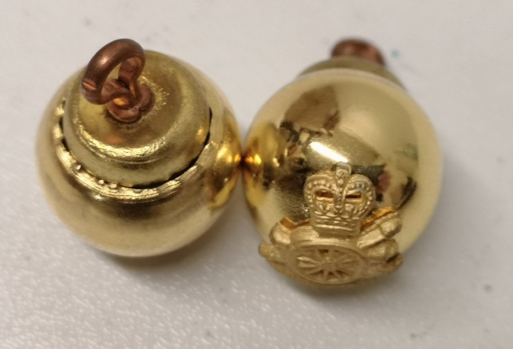Royal Horse Artillery RHA Full Ball Mounted Gold Coloured Ceremonial Buttons 25L