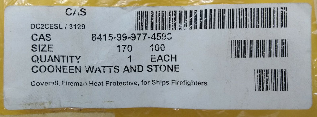 Ships Firefighters Heat Protective Fearnought Coverall British Navy 170/100cm