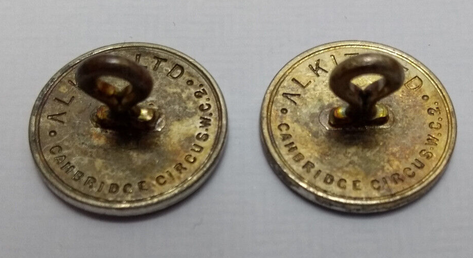 British Made Chrome / Silver Flat Blazer Buttons Alkit Ltd Cambridge Circus WC2