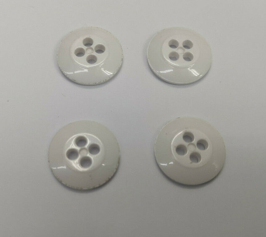 Genuine Vintage Issue 4 Hole Plastic Buttons Naval White x4 16.5mm 27L