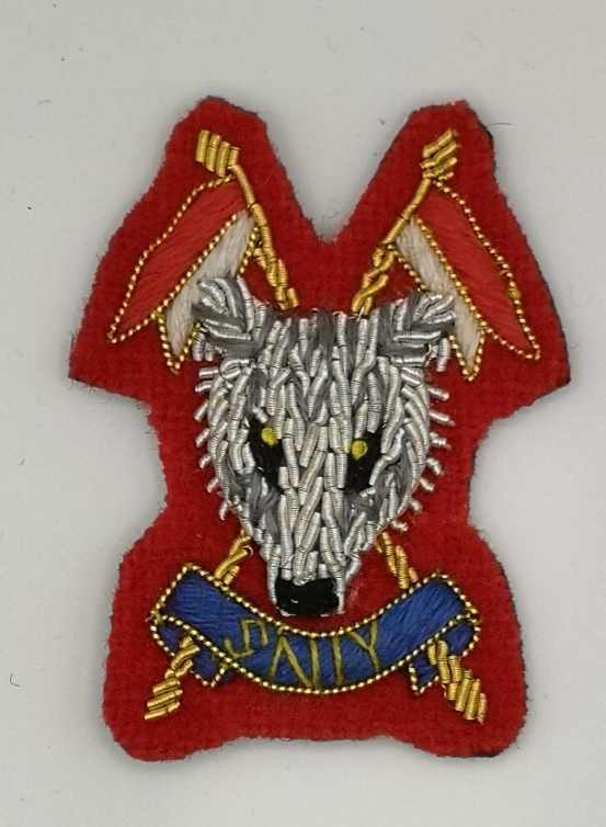 Scottish and North Irish Yeomanry SNIY Wire Braided Patch on Red Felt