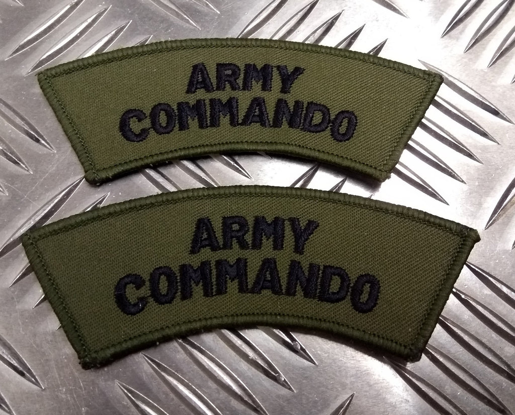 Genuine British 'ARMY COMMANDO' OD X2 Shoulder Patch / Badge- NEW