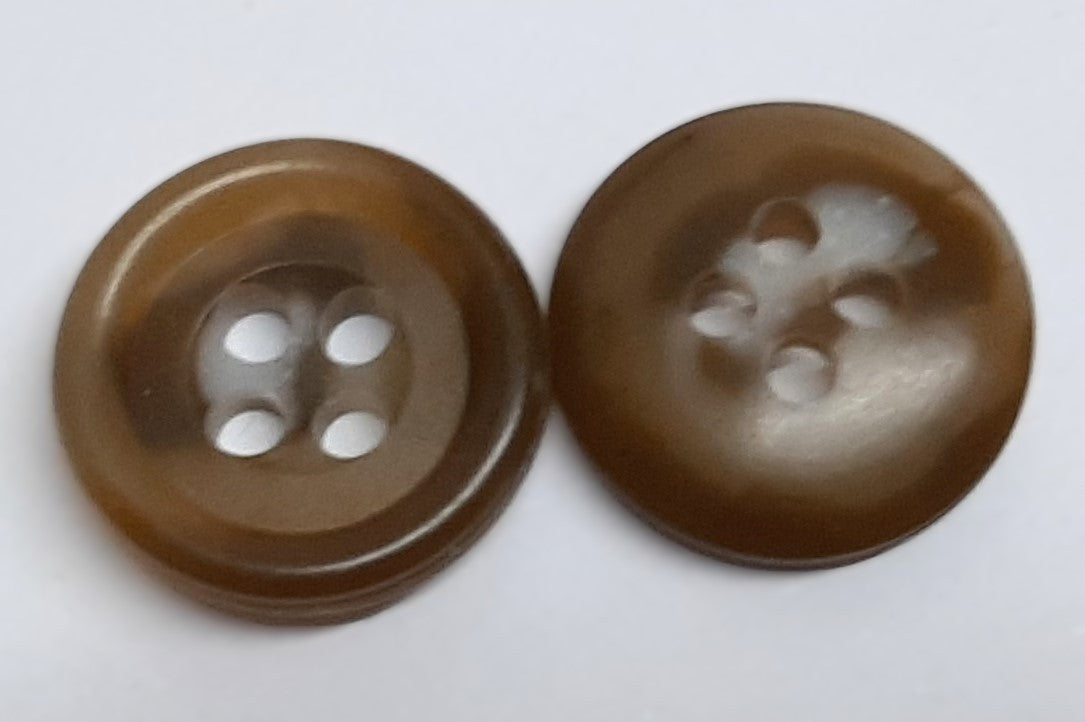 Vintage Army Buttons Old Pattern British Mottled Brown 4 Hole Size 14.4mm