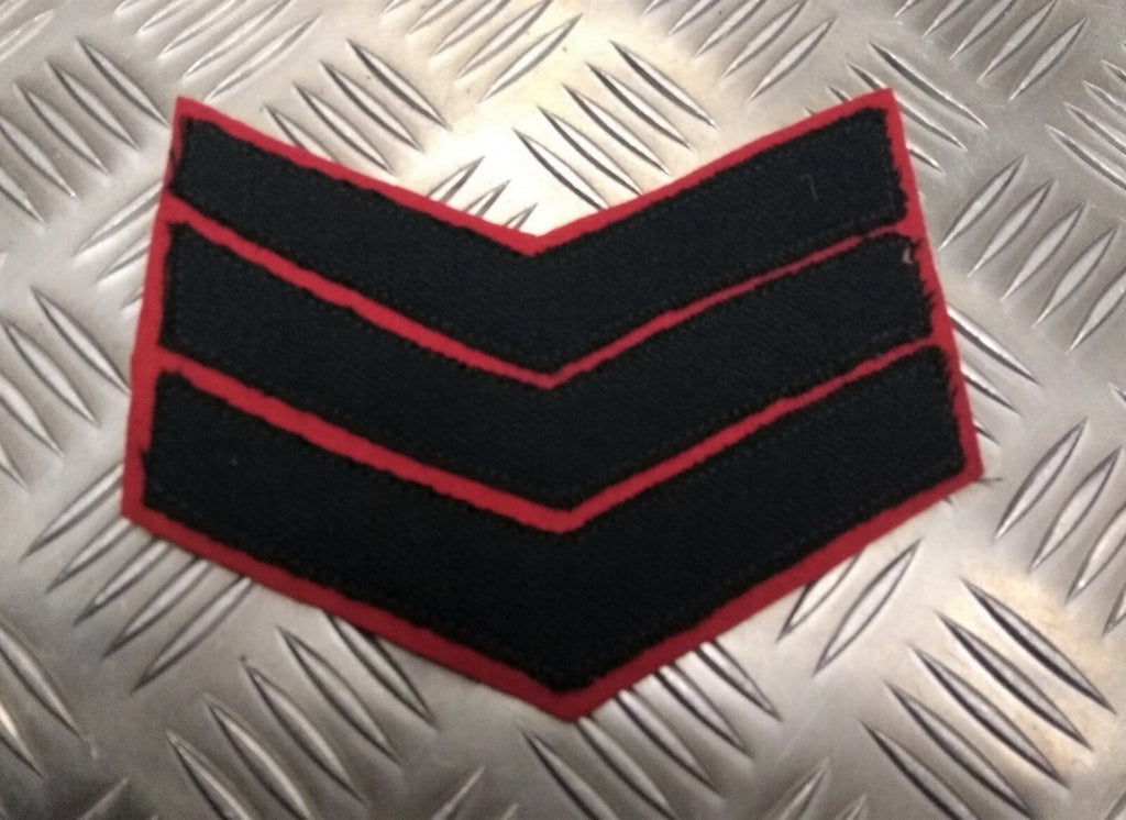 Sergeant Rank Chevrons Navy Blue on Red Genuine Vintage British Army