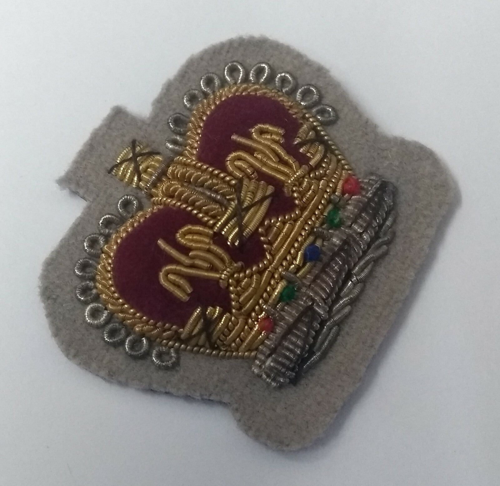Genuine Vintage British Braided QC WO Crown on Grey Felt