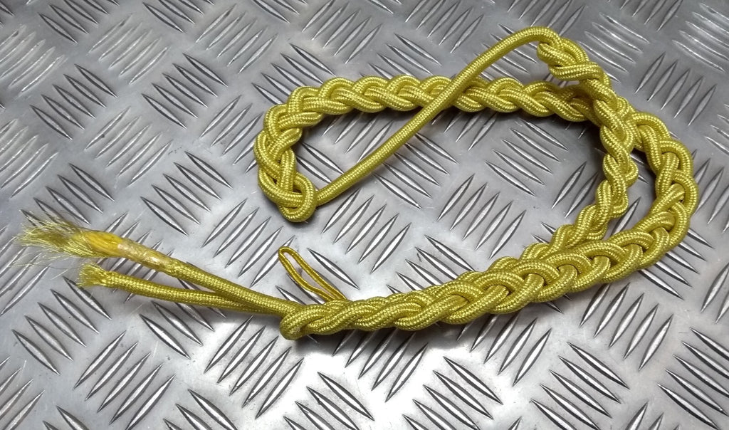 Army Ceremonial Aiguillette / Officers Lanyard Metallic Gold No Tip Ends Present