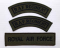 RAF Royal Air Force Badges 1 X Chest Tape / Bar 1 Pair Shoulder mudguards OD Green