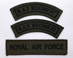 RAF Royal Air Force Badges 1 X Chest Tape / Bar 1 Pair Shoulder mudguards OD Green