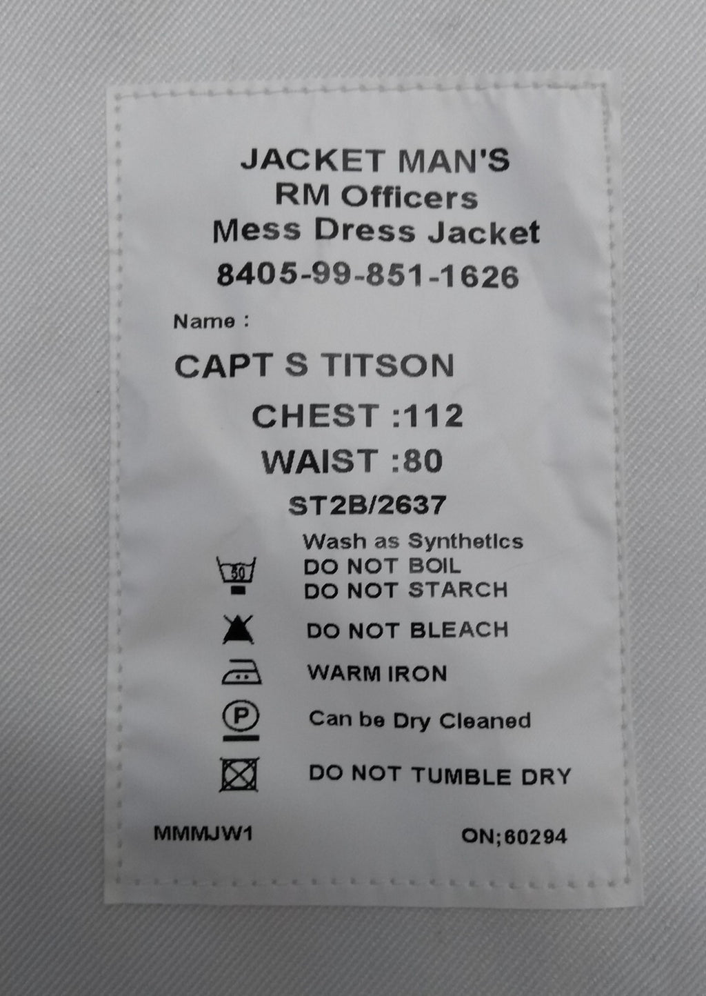 RM Royal Marines Mess Jacket White British Royal Dress Jacket Assorted Sizes