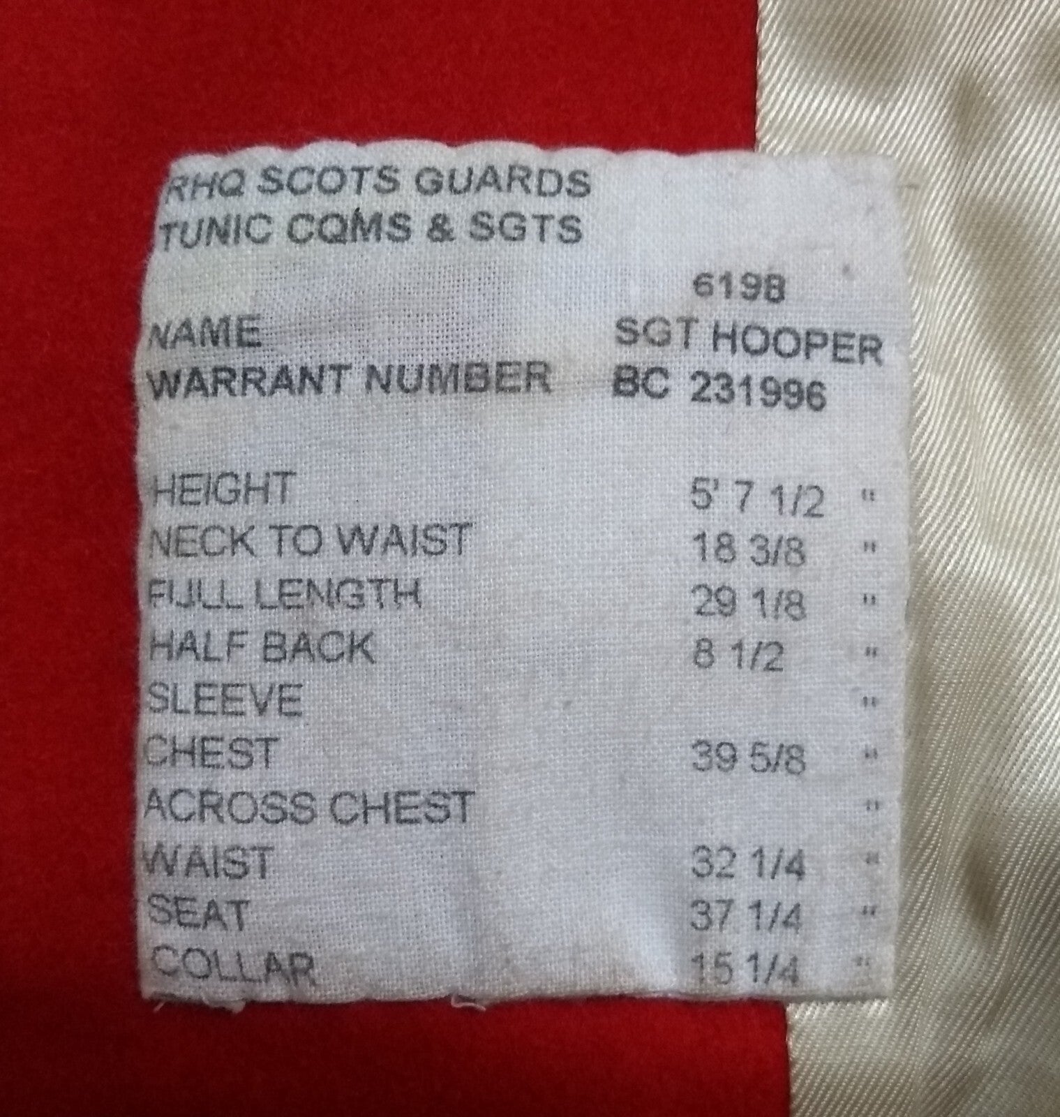 British Army Red Scots Tunic Scarlet Ceremonial Jacket RHQ CQMS w Gold Detail