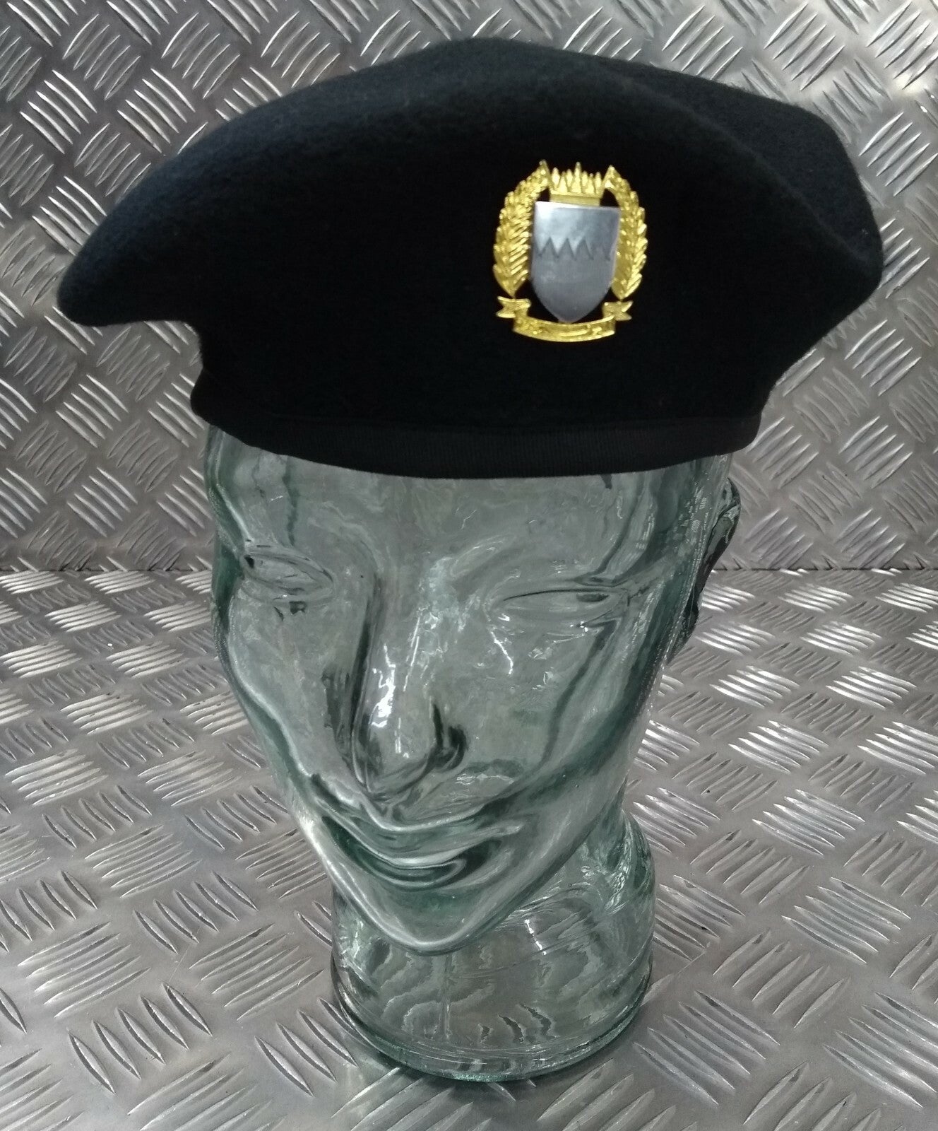 Wool Beret H&S Black With Bahrain Badge Size 62cm