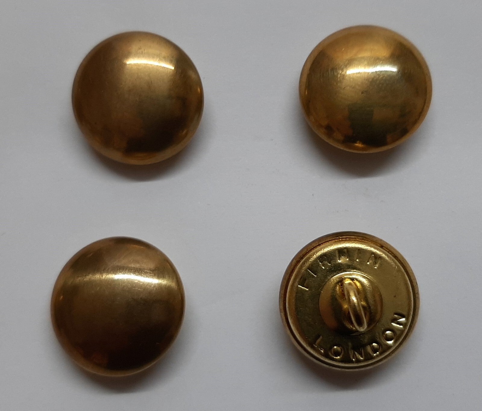 Light Dragoons Buttons Dress Plain Domed Brass Ring Backed Size 27L x 2 Pairs