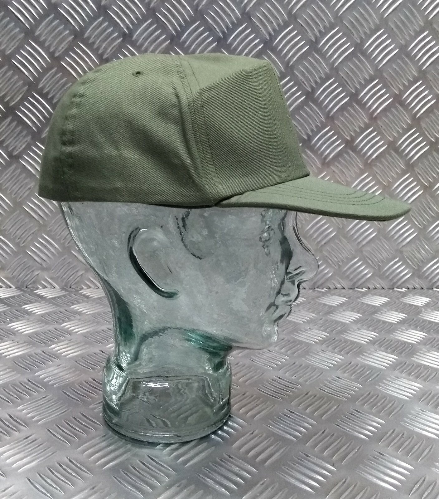 US Olive Green Colour Baseball Hat/Cap With Leather Band- All Sizes- NEW