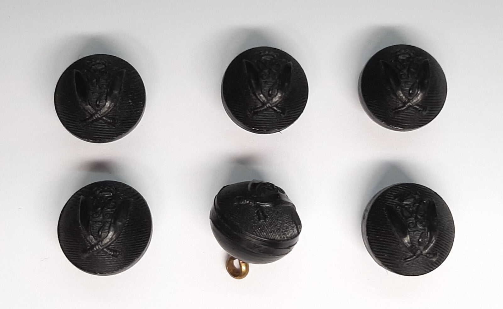 7th Duke of Edinburgh's Own Gurkha Rifles Black Ball Dress Buttons 28L X6