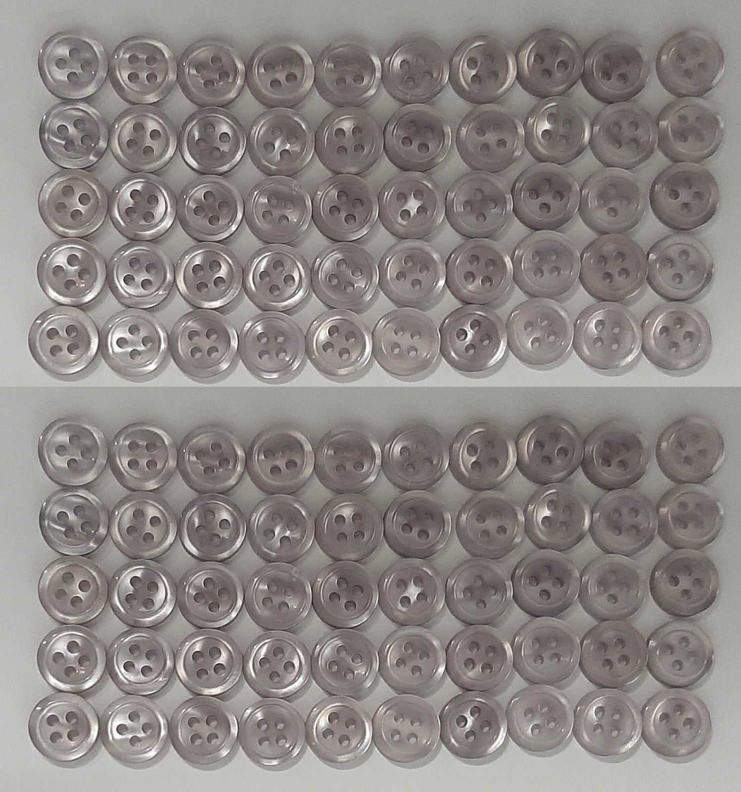 100 Vintage Buttons 4 Hole For Dress Shirts Pearlesque Cool Blue 9.9mm NOS