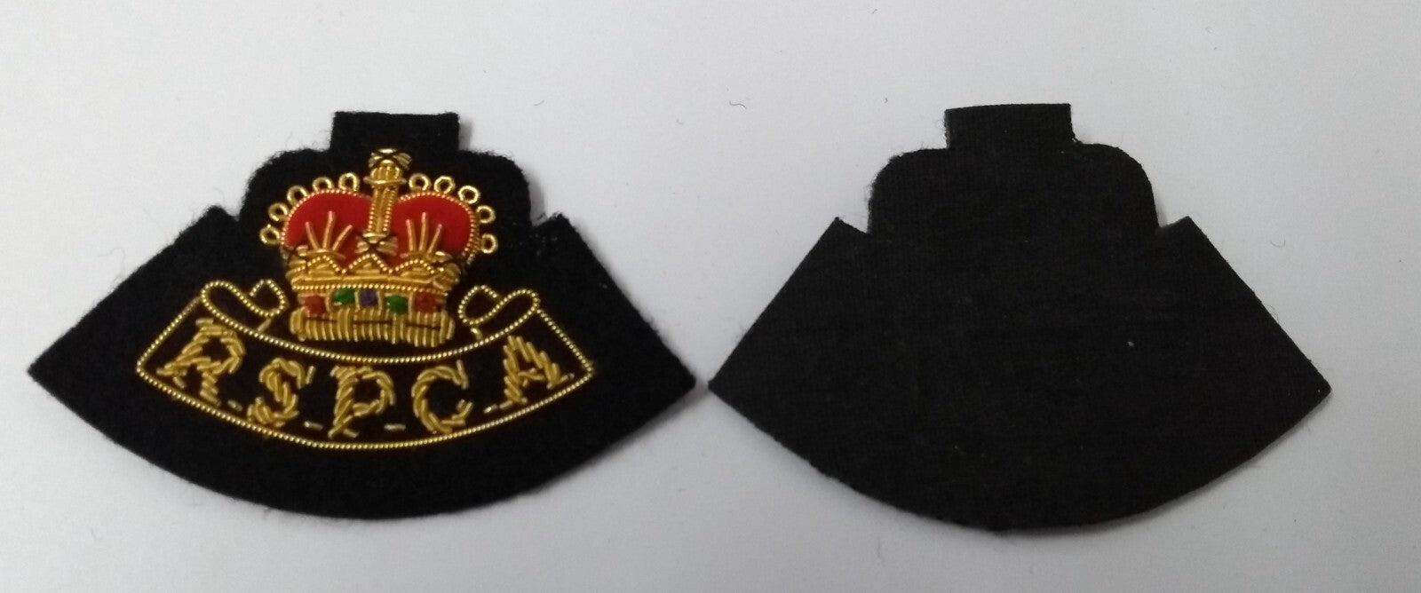 Genuine British R.S.P.C.A Officers Queens Crown Braided Collar Patches ASPS264