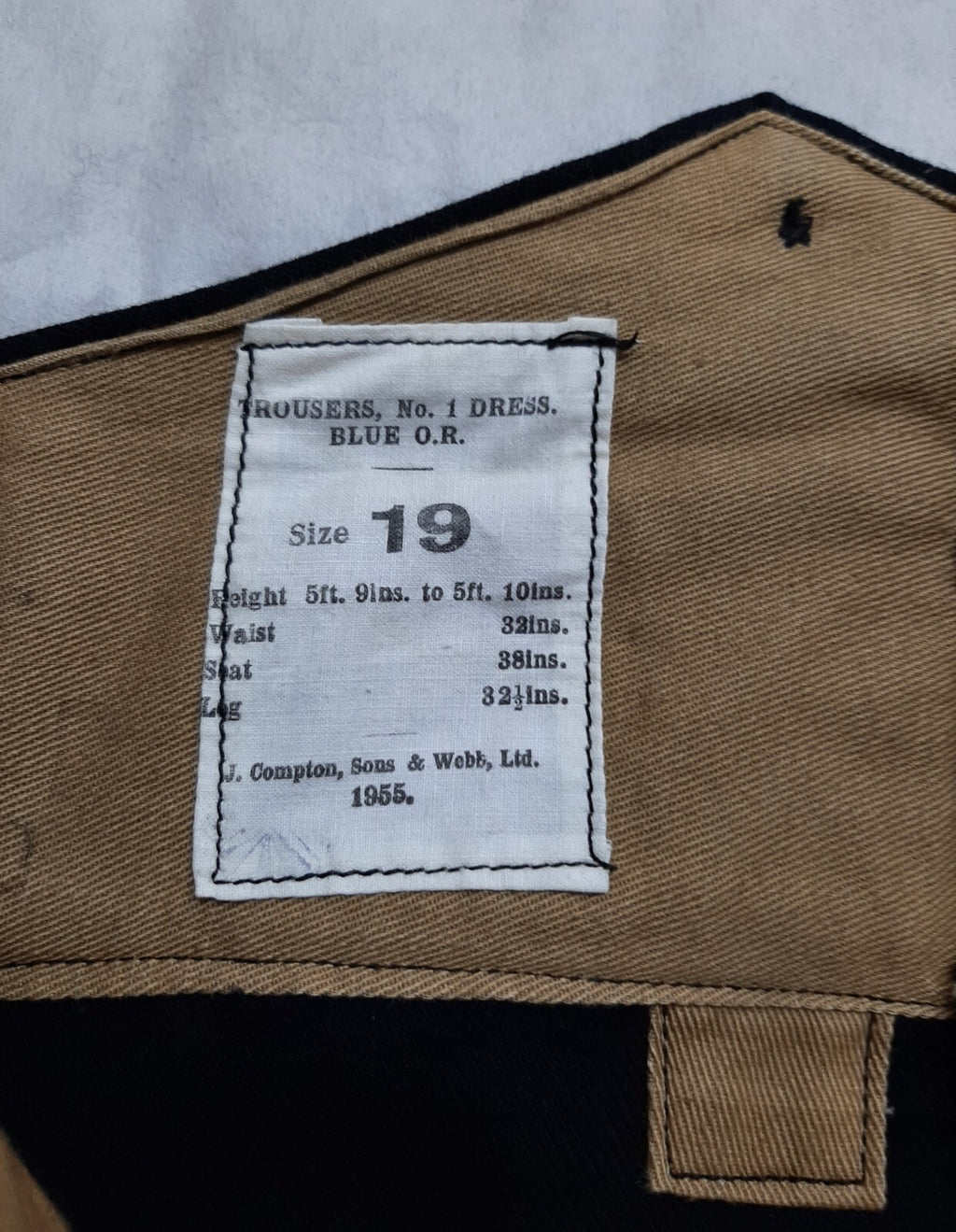Vintage No1 Trousers 1955 Pattern British Army Red Stripe Blue Other Ranks W32"