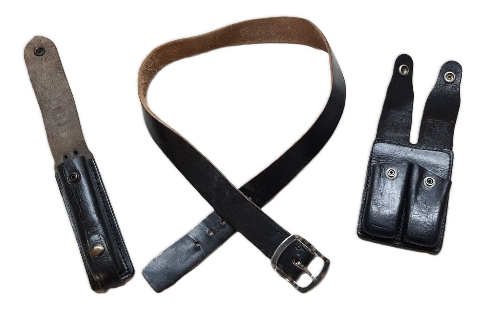 Leather Belt 36" With Bianchi Double Ammo Pouch and PWL Telescopic Baton Holder