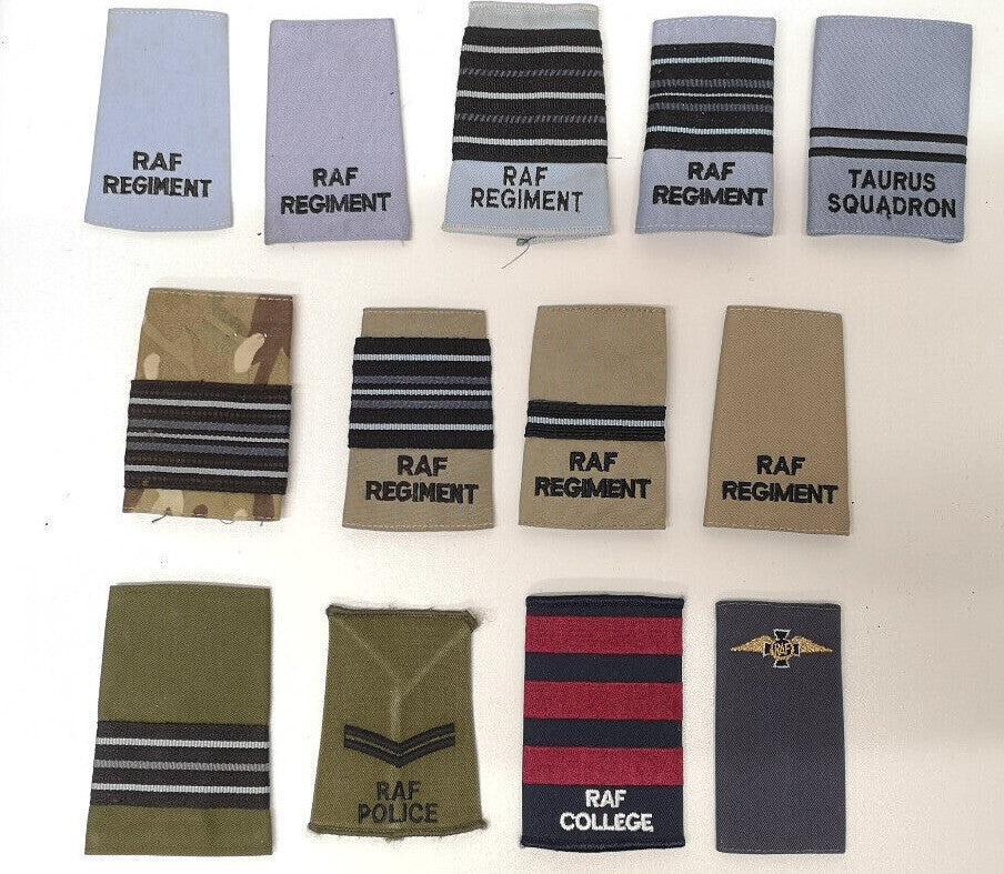 RAF Royal Air Force Airforce Shirt Slides / Epaulettes / Front Tab Sliders Assorted Types / Style
