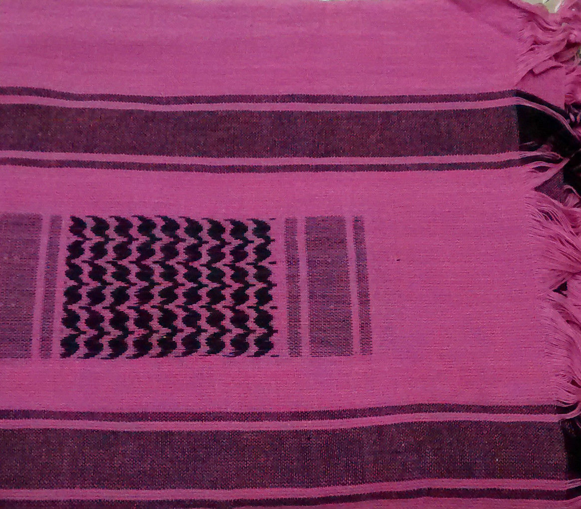 100% Cotton Shemagh / Arab Scarf / Pashmina / Wrap / Sarong. Black on Pink - NEW