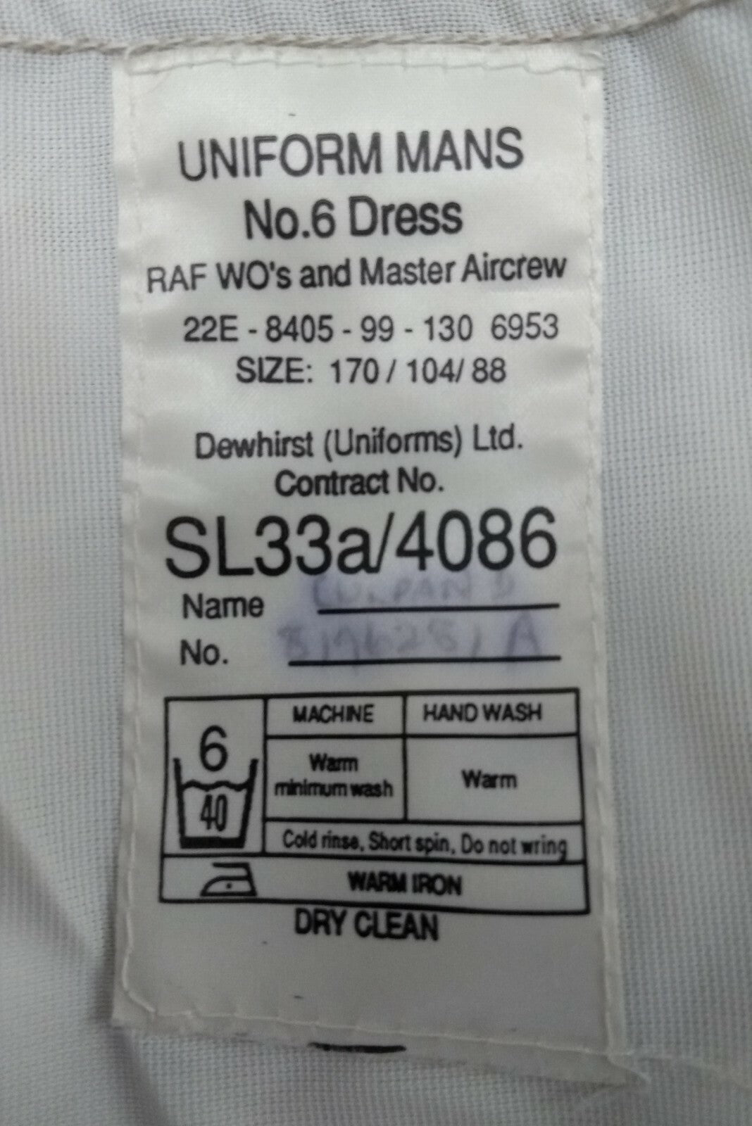 RAF No6 Dress Suit Jacket and Trousers WO and Master Aircrew Old Pattern Safari Type