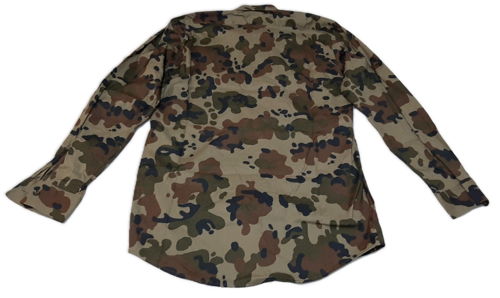 90s Camo Shirt Combat Long Sleeve with Sleeve Loops For Folding Up Collar 39cm