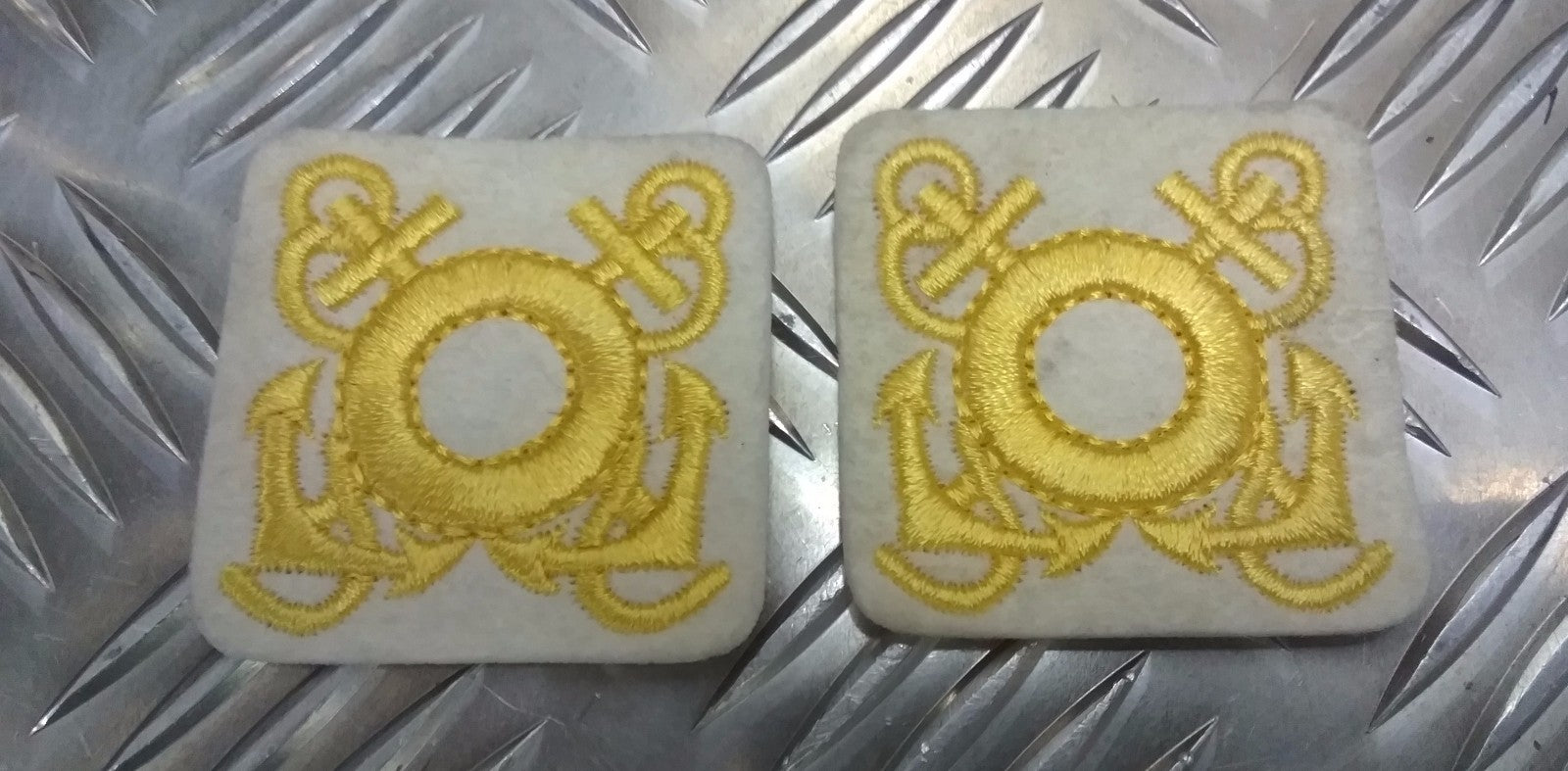 Genuine Naval Embroidered Cross Anchors And Lifebuoy Sew On Patches X 2 Nautical