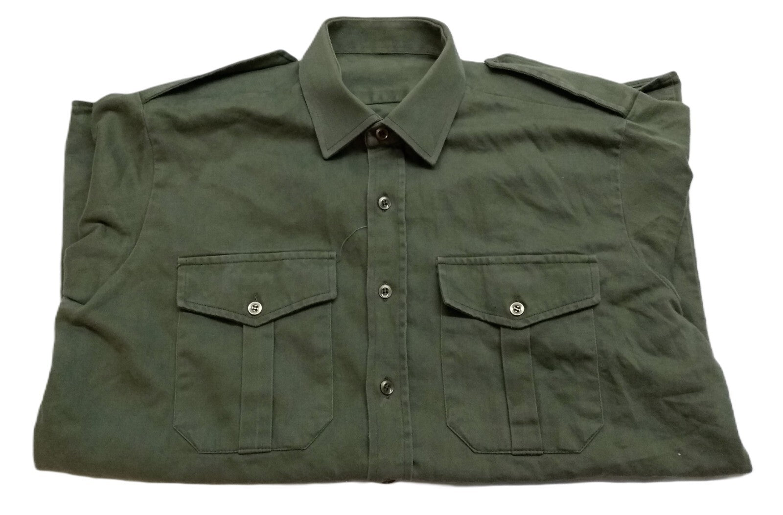 Vintage Combat Shirt Army Olive Green Dress Uniform Short Sleeves Size 15.5