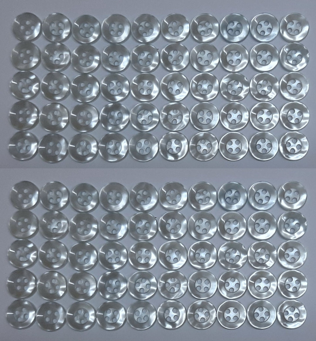 Buttons 100 Vintage 4 Hole for Dress Shirts Pearlesque Mint Blue Tint 10.6mm NOS