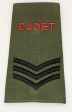 Cadet 3 Chevrons Green Rank Slide / Epaulette - NEW