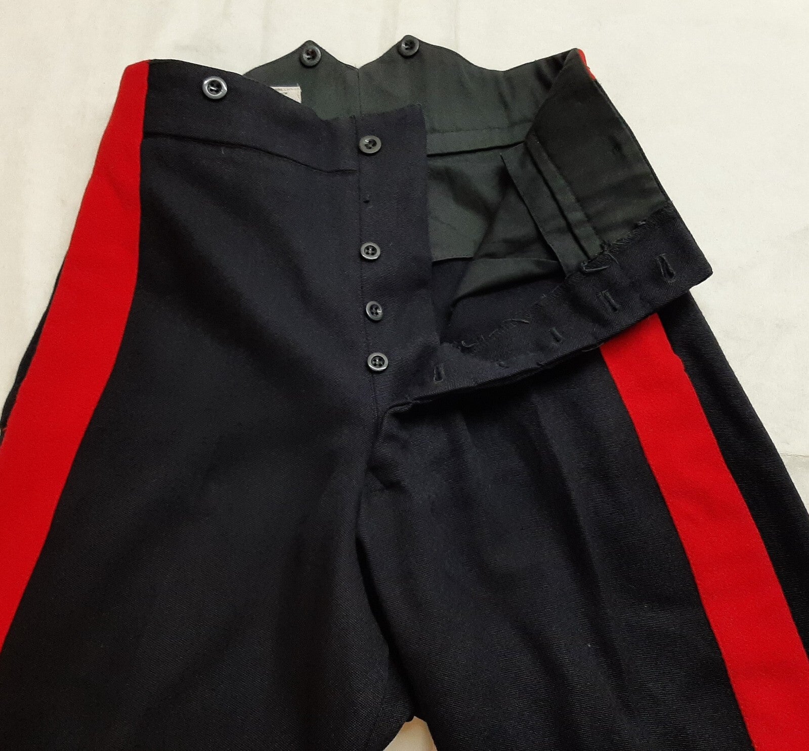 Army No1 Trousers British Wide Red Stripe Pattern Button Front Faulty TRHQ1X