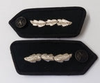 Green Gorgets Collar Tabs With Silver Leaf Insignia Plain Buttons & Clip Backs