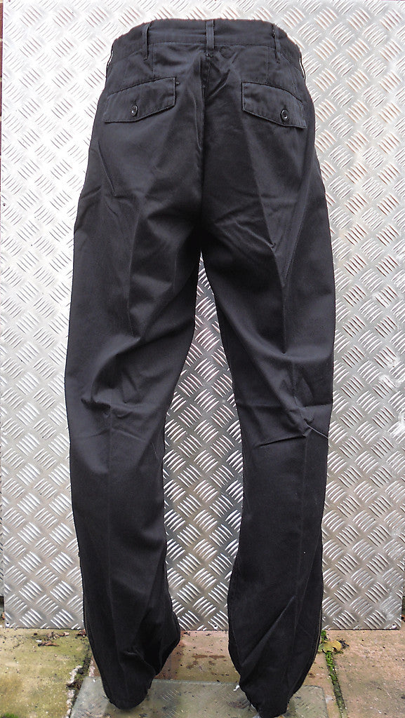 Black Italian Style Army Trousers. Knee Patches and Zips. Size 32" - NEW