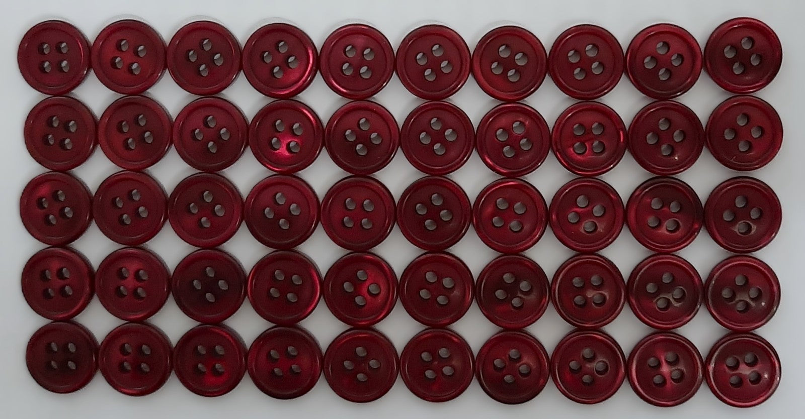 100 Vintage Buttons 4 Hole Shirt / Shank Anchors Pearlesque RED Wine 10.7mm NOS