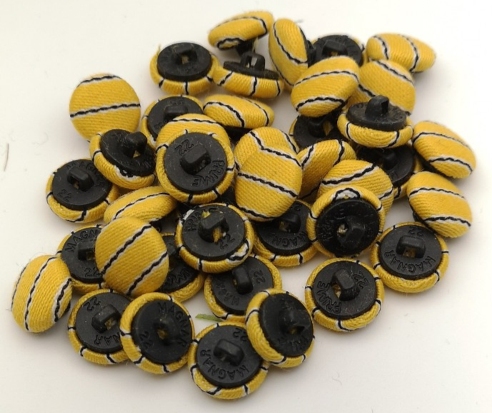 Fabric Covered Buttons Black & White Stripes on Yellow 22L x12