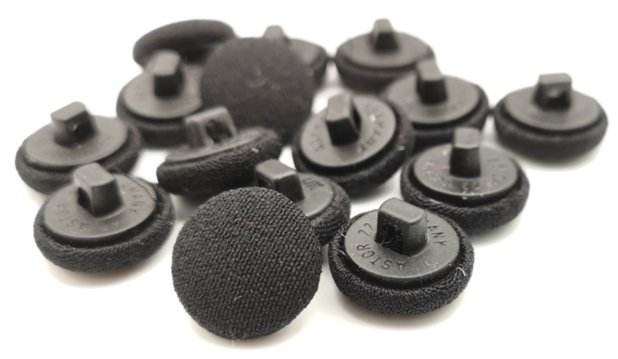 Matt Black Fabric Covered Buttons 22L x12