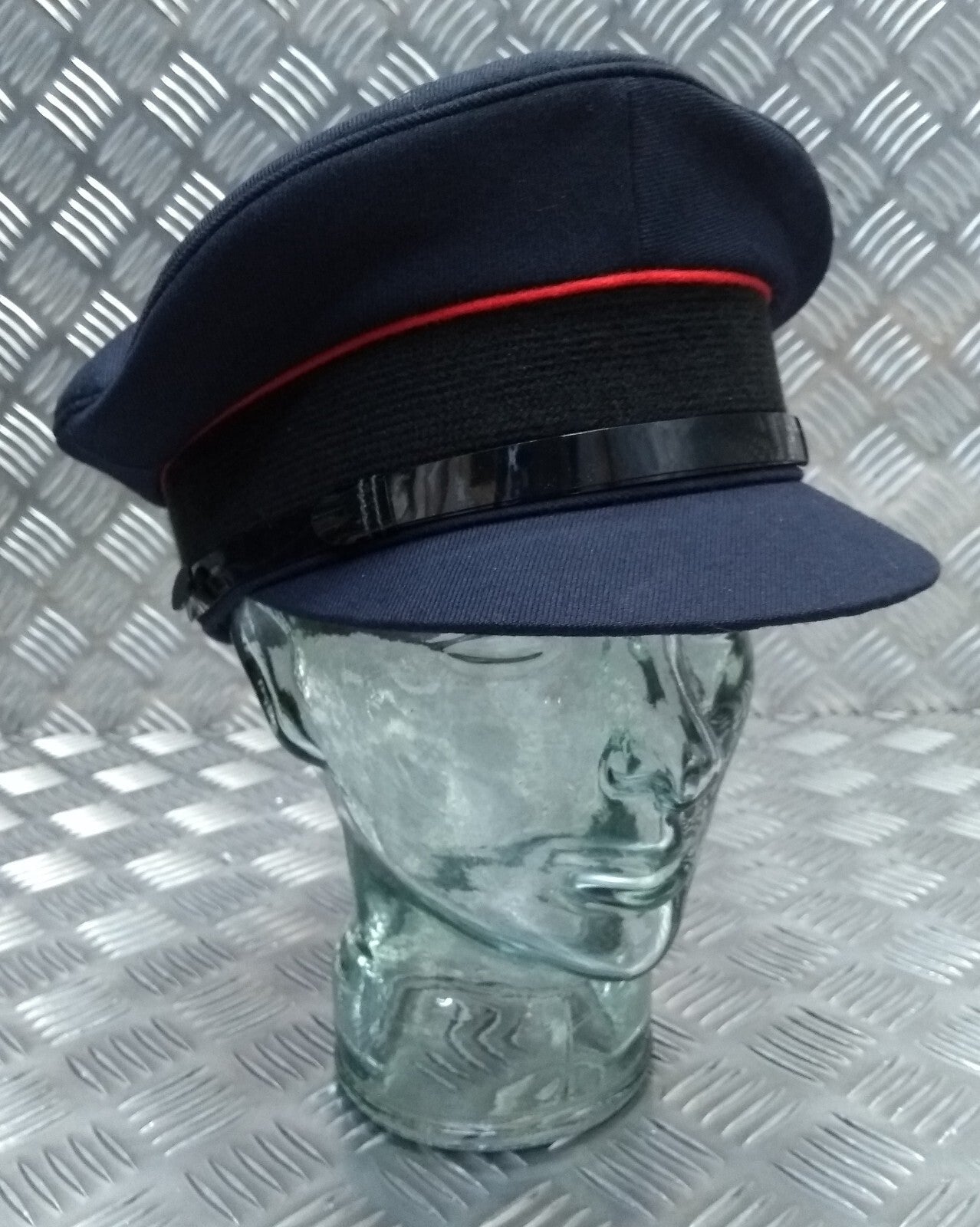 Uniform Dress Cap Blue with Red Piping Chinstrap & Buttons Visor Cap 56cm