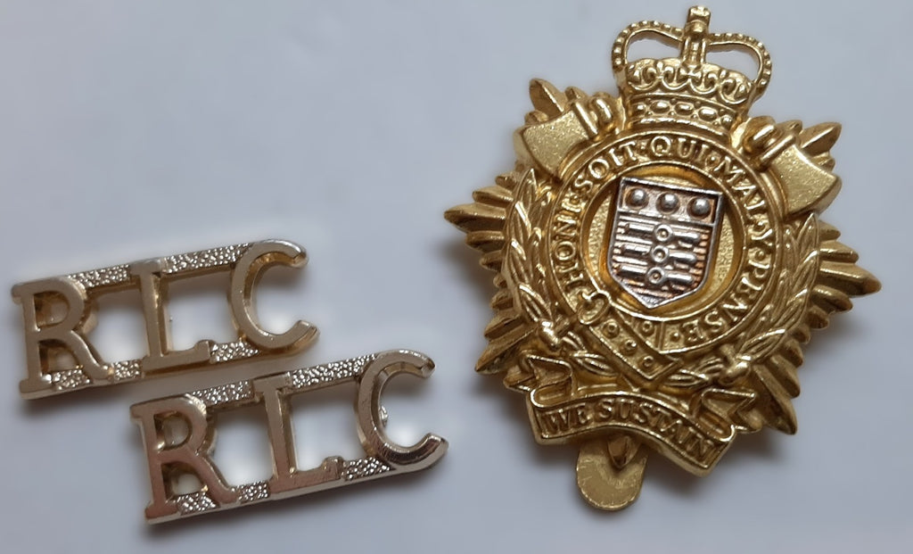 RLC Insignia Set British Army Shoulder Titles & Hat Badge Royal Logistics Corps
