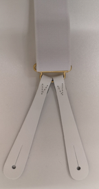 Mess Dress White Braces Suspenders with Leather Button Tabs and Brass Levers NEW