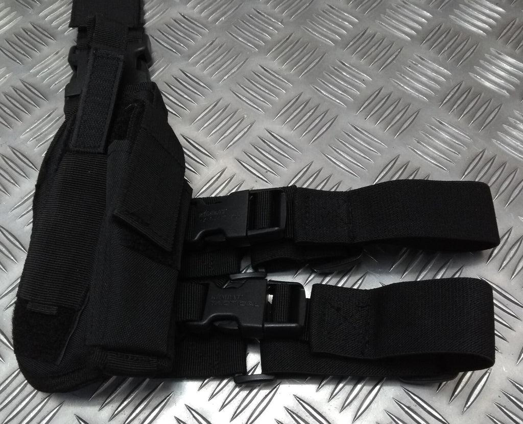 Drop Leg Holster Stealth Black Airsoft Universal Size Cordura Construction