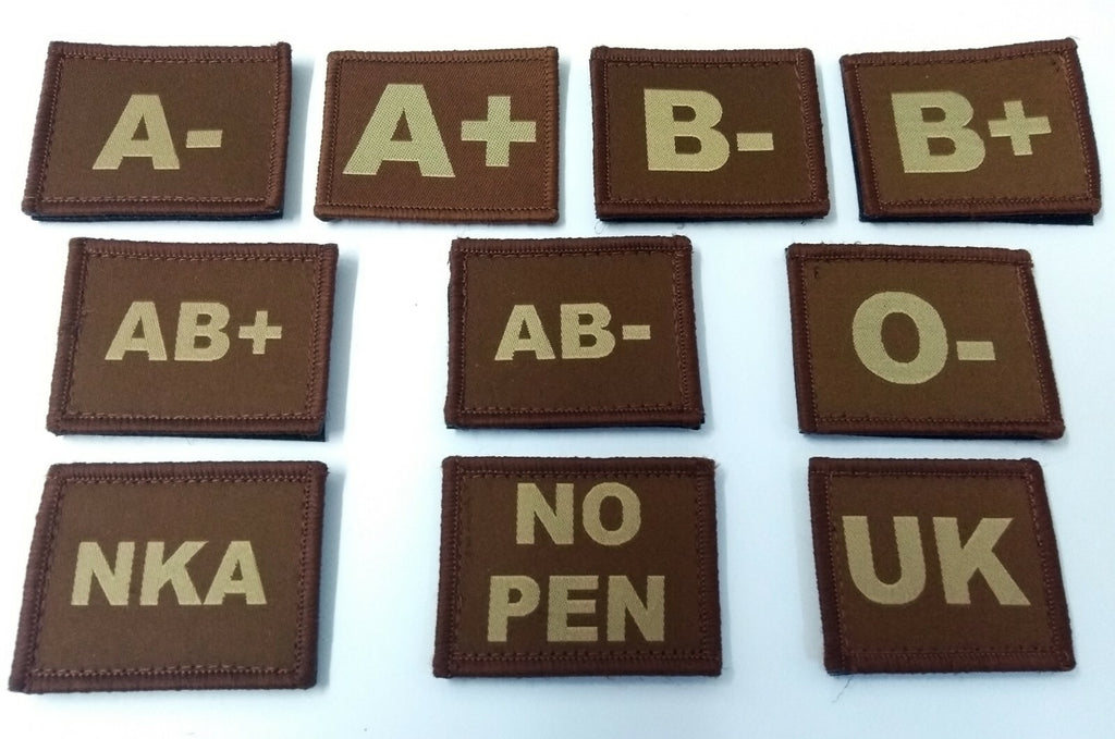 Genuine British Issue Blood Group Medical Information ID Patches UBAC