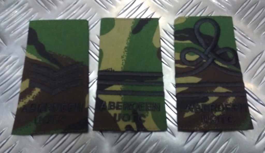 Genuine British Army "Aberdeen UOTC" DPM Camo Rank Slide Various Ranks (AUOTC)