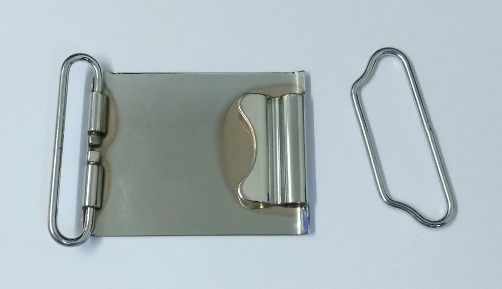 62mm Chrome Buckle Plate Buckle Set No Insignia British Issue STD270