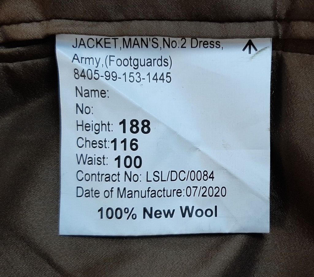British Army No2 Irish FAD Jacket Tunic Fully Buttoned 188/116/100cm