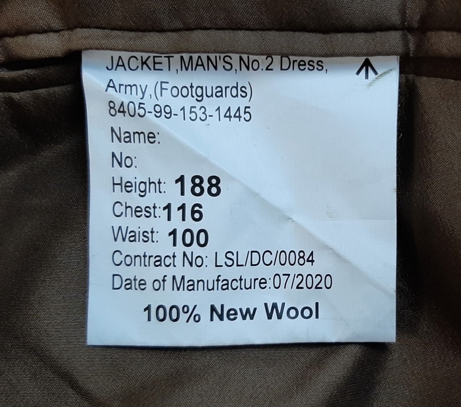 British Army No2 Irish FAD Jacket Tunic Fully Buttoned 188/116/100cm