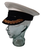 Vintage RN Hat 1968 Royal Navy Officers Capt and Cdr White Dress Visor Cap