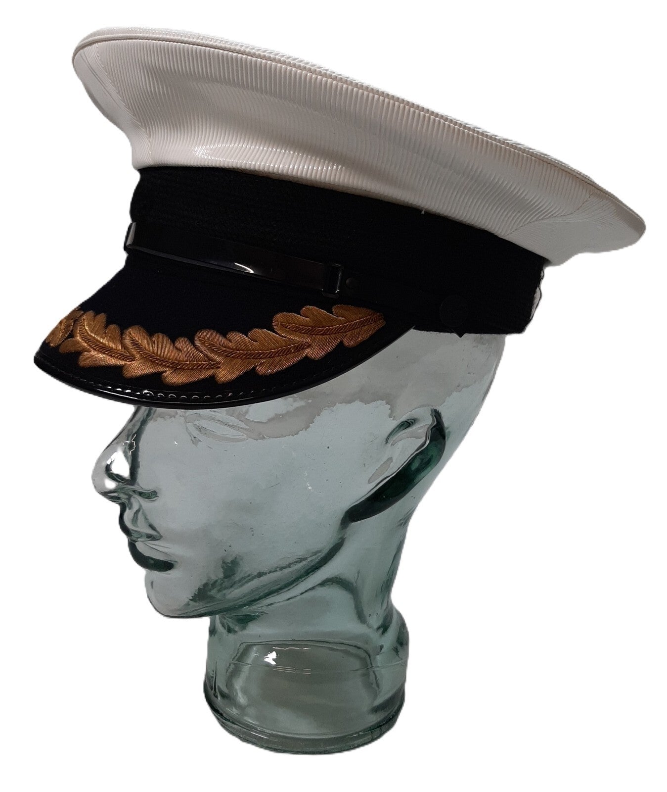 Vintage RN Hat 1968 Royal Navy Officers Capt and Cdr White Dress Visor Cap